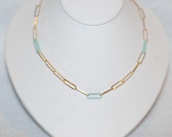 10K Yellow Gold and Resin Geometric Link Necklace