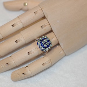 Blue Diamond Domino Enamel Ring