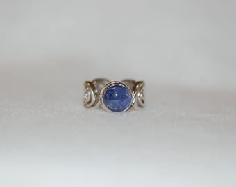 Violet Tanzanite Cabochon Swirl Sterling Silver Ring