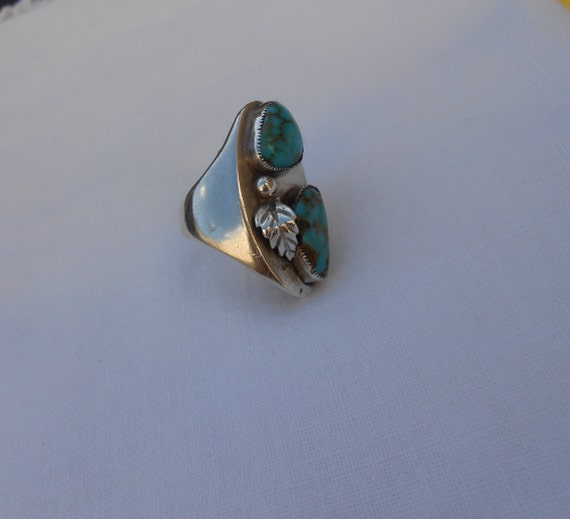 Navajo double Turquoise ring - image 7