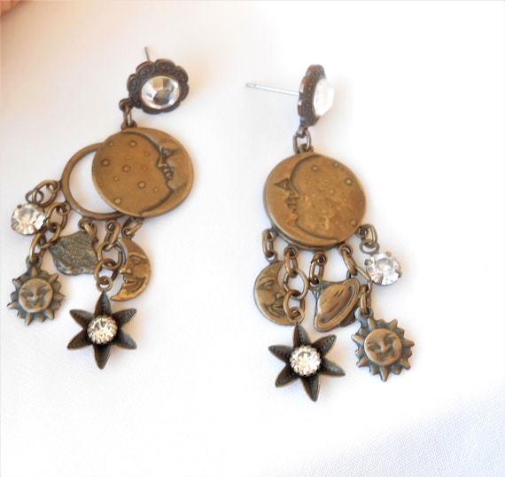 Moon, star, crystal earrings - image 3