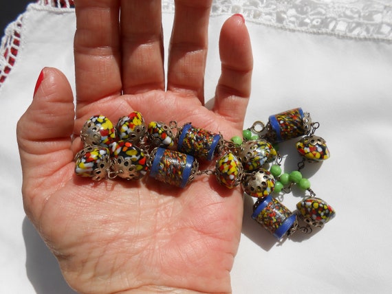 Multi colored bead necklace - image 6