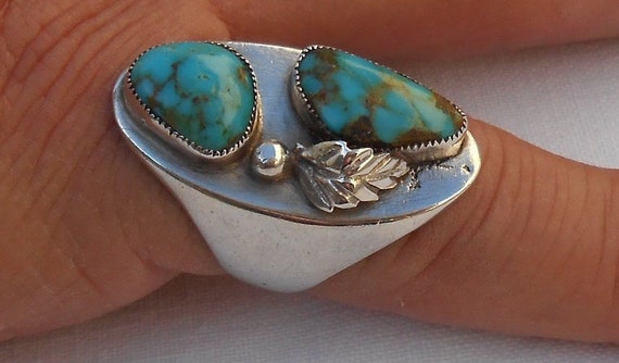 Navajo double Turquoise ring - image 3