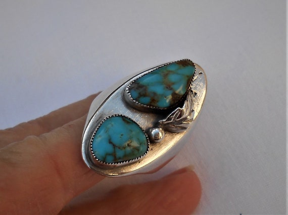 Navajo double Turquoise ring - image 8