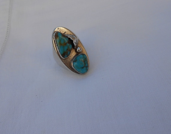 Navajo double Turquoise ring - image 2