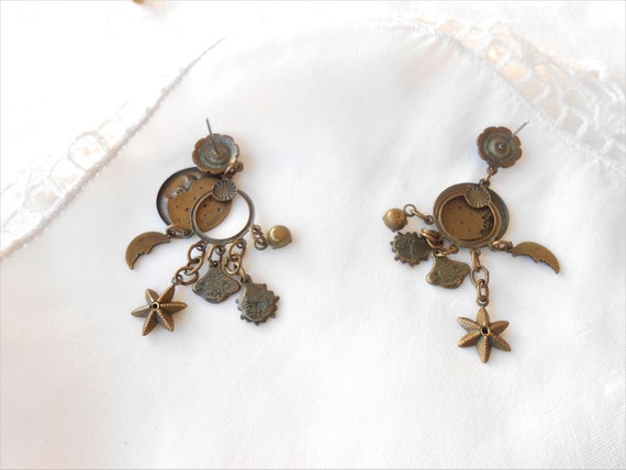 Moon, star, crystal earrings - image 6