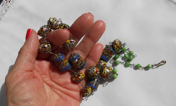Multi colored bead necklace - image 4