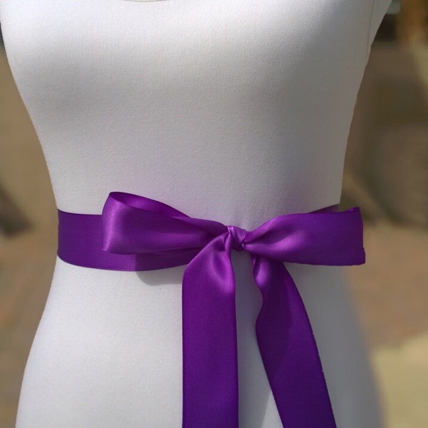 Purple Sashes- Bridesmaid Sash- Dark Purple Sash- Simple Belt- Ribbon Sash-Plain Sash- Wedding Belt-Bridal Sash-Flower Girl Sash- 1.5in Sash