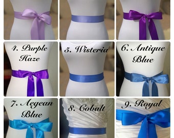 Sash Samples- Samples of Double Face Satin Ribbons- 1.5 or 2.5in Ribbon