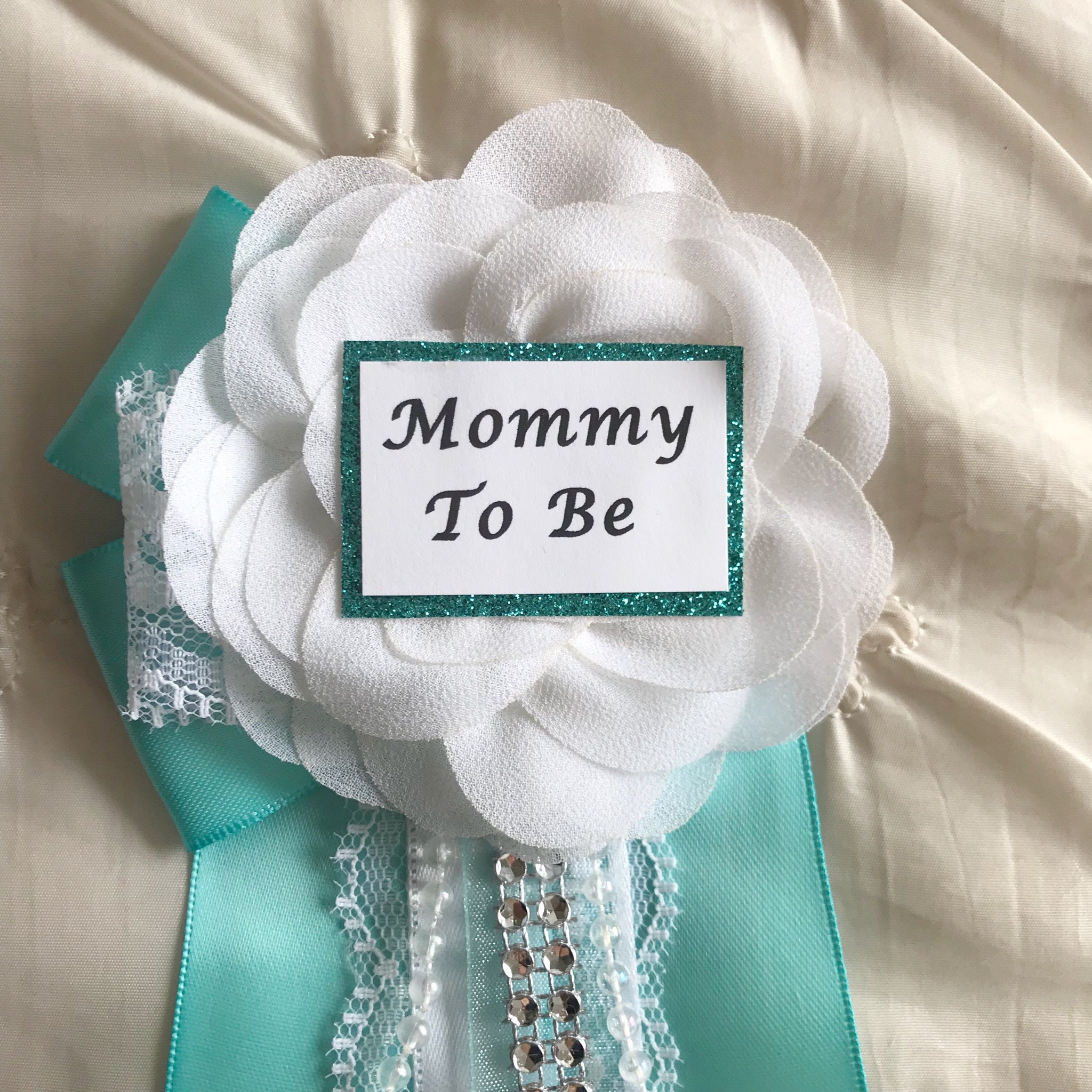 Mommy To Be Pin Baby Shower Pin Aqua Baby Shower PinBlue Etsy