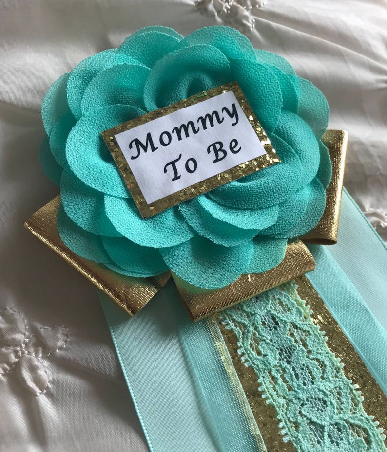 Mommy To Be Pin Baby Shower Pin Mint Green Pin Boy Flower