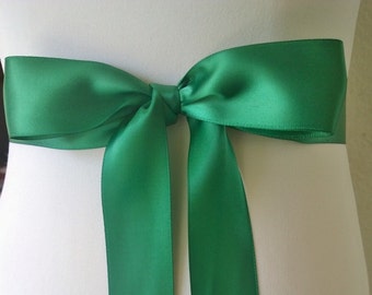 Dark Green Sash- Flower Girl Sash- Hunter Green- Bridesmaid Sash- Plain Ribbon- Satin Ribbon- Wedding Sash-Green Wedding-1.5in Simple Ribbon