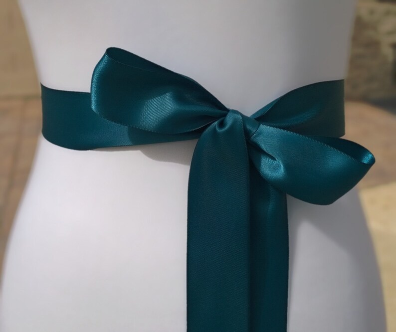 Teal Sashwedding Beltbridesmaid Beltflower Girl Sashteal Etsy