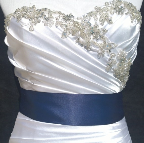 Navy Blue Sash Bridesmaid Sash Ribbon Sash Wedding Sash Plain Etsy