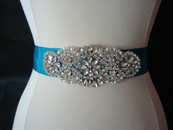 Wedding Dress with Blue Rhinestones