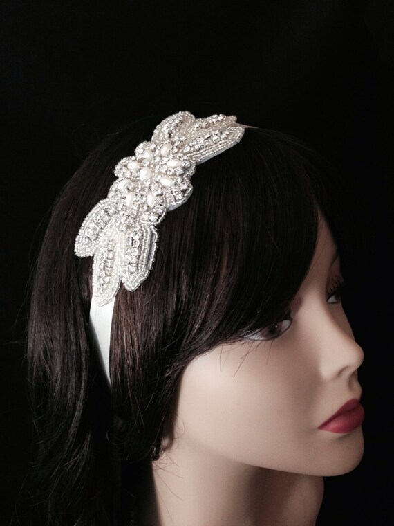 Items similar to Bridal Headband Rhinestone and Pearl Bridal Headband Bridal Headpiece