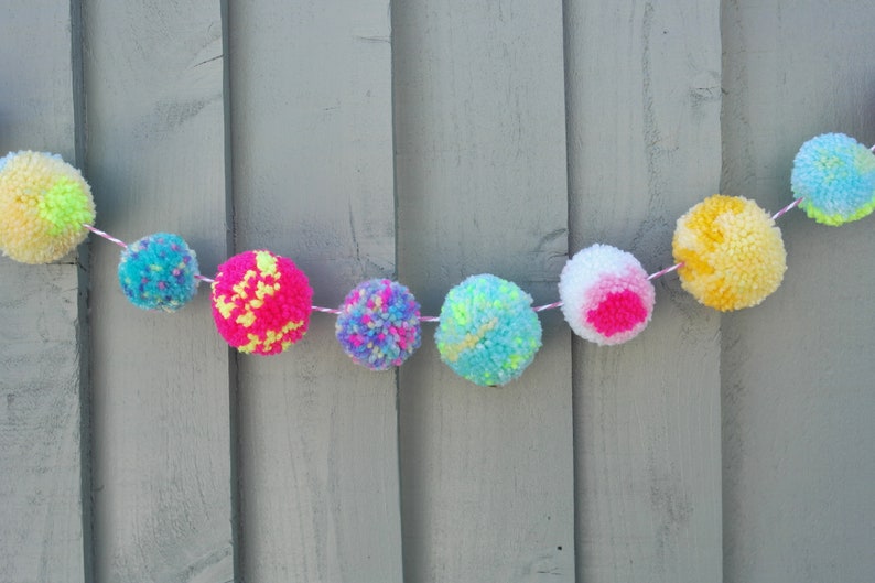 Handmade Pom Pom Garland Rainbow Rainbow Pom Poms Rainbow Etsy