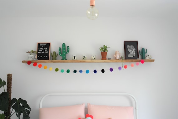 Handmade Garland Rainbow Pom Pom Rainbow Banner Wall Hanging Bedroom Decor Nursery Wall Decoration Kids Room Banner Party Banner