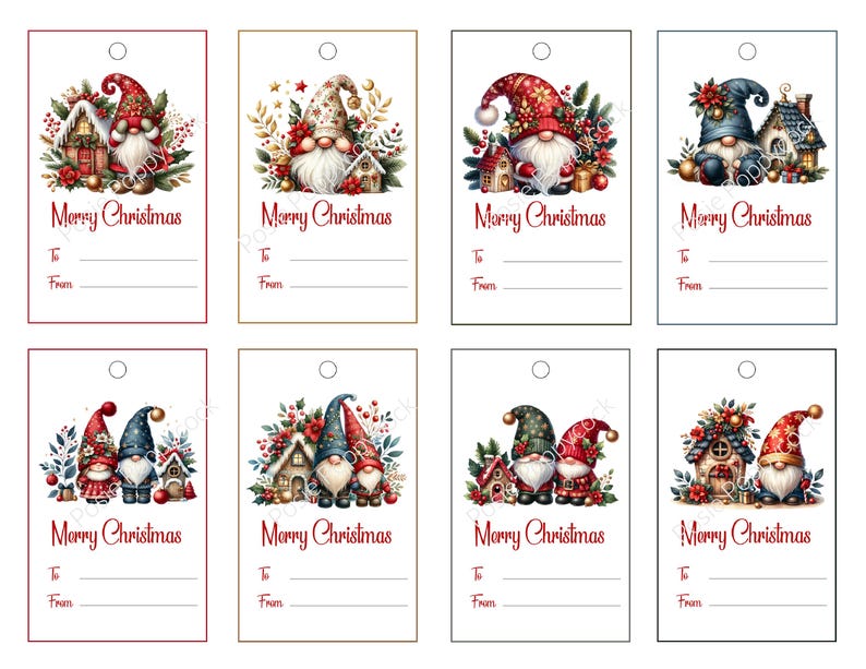 Gnome Christmas Gift Tags | Printable Holiday PDF Set - Etsy