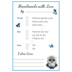 Étiquettes d'instructions d'entretien faites main | Étiquette d'instructions d'entretien au crochet | Étiquettes d'entretien imprimables | Carte d'instructions de lavage | Instructions d'entretien des vêtements
