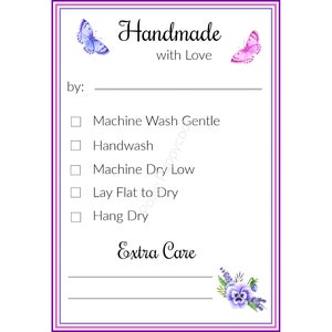 Étiquettes d'instructions d'entretien faites main | Étiquette d'instructions d'entretien au crochet | Étiquettes d'entretien imprimables | Carte d'instructions de lavage | Instructions d'entretien des vêtements