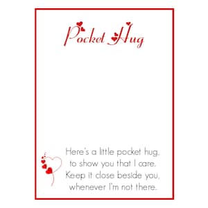 Pocket Hug Cards Printable, Pocket Hug Heart, Pocket Hug Tags, Crochet Heart Pocket Hug Card, Pocket Heart Awesome Reminder, 4 Colors