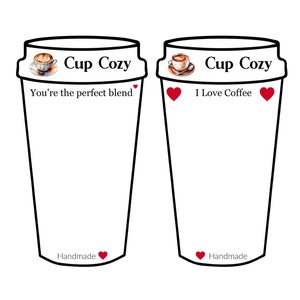 Printable Cup Cozy Display | Coffee Cup Cozy | Insert Card Tags and Labels | Coffee Cup Sleeve | Packaging Templates for Handmade Cup Holder