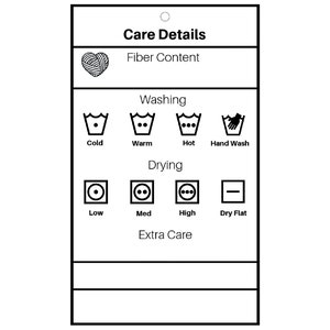 Printable Care Instructions | Laundry Care Tags | Printable PDF | Handmade Market Care Tags| PRINTABLE Handmade Care Tags