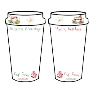 Christmas Cup Cozy Display | Coffee Cup Cozy | Insert Card Tags and Labels | Coffee Cup Sleeve | Packaging Templates for Handmade Cup Holder