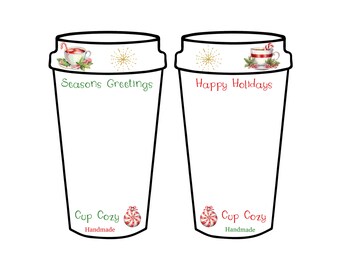 Christmas Cup Cozy Template: Festive Card Stock Designs (Digital-PDF)