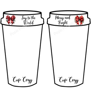 Christmas Cup Cozy Display | Coffee Cup Cozy | Insert Card Tags and Labels | Coffee Cup Sleeve | Packaging Templates for Handmade Cup Holder