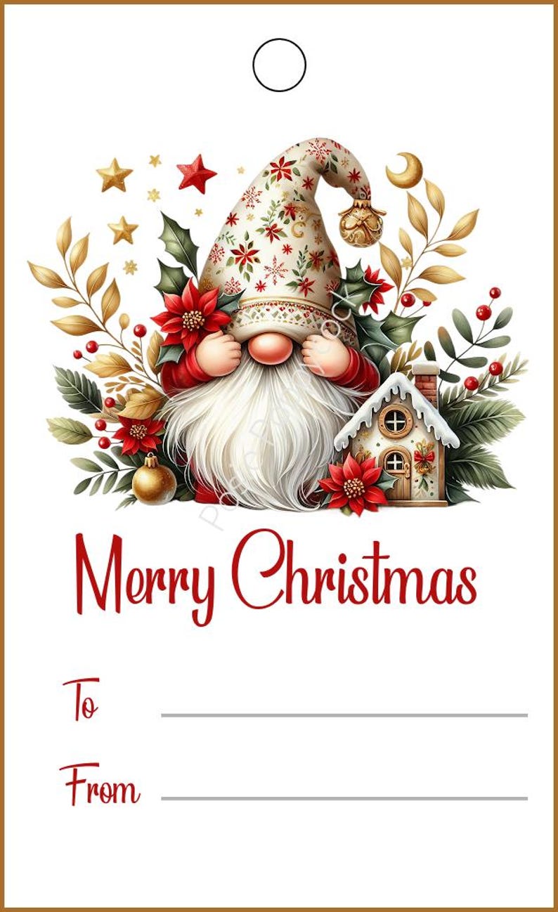 Gnome Christmas Gift Tags | Printable Holiday PDF Set - Etsy
