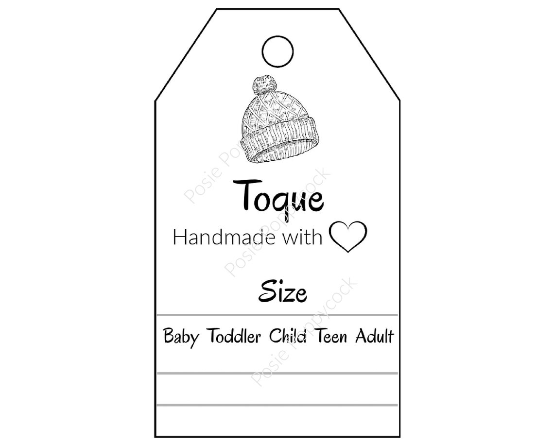 Printable Toque Tags, Handmade Knit Hat Tags (digital PDF) - Etsy