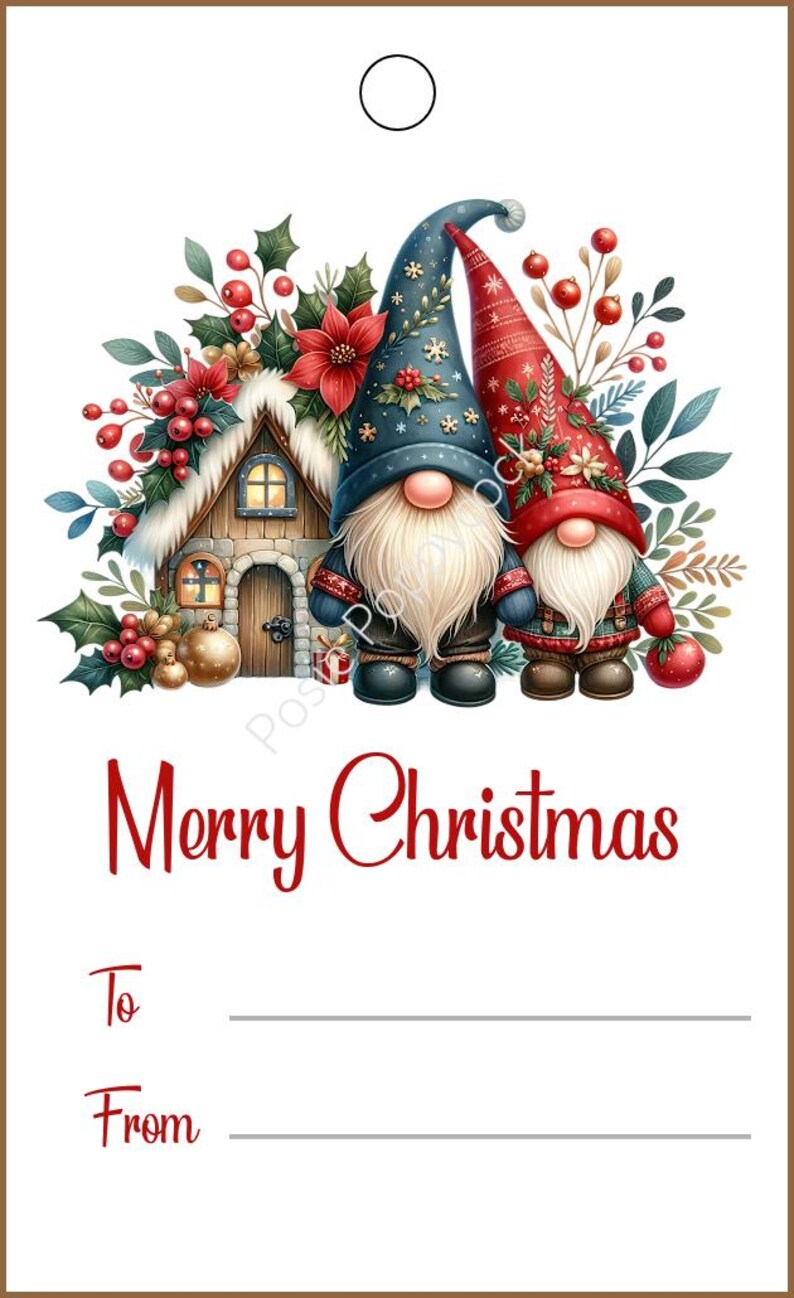Gnome Christmas Gift Tags | Printable Holiday PDF Set - Etsy