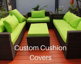 Custom Cushion Covers- Outdoor Patio Cushion Covers with Zipper - Waterproof Canvas Fabric -Bench Cover -FREE SHIPPING Custom Size