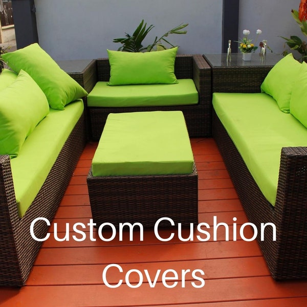 Custom Cushion Covers- Outdoor Patio Cushion Covers with Zipper - Waterproof Canvas Fabric -Bench Cover -FREE SHIPPING Custom Size