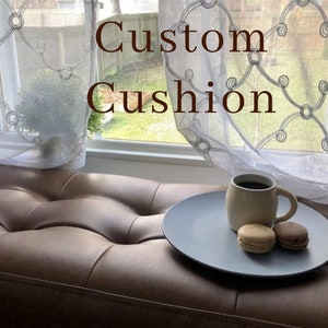 Leather Window seat - Custom Cushion- Tufted Desing with Decorative Studs - Made to Order Custom Size Window Seat- Free Shipping