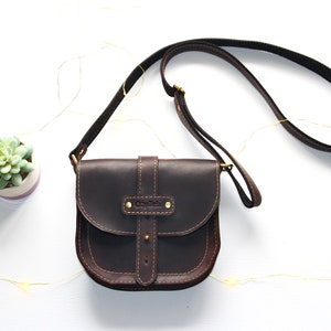 Leather Saddle bag- Waxed leather crossbody bag -Cognac brown leather crossbody bag -Tablet bag -  Gift for Her