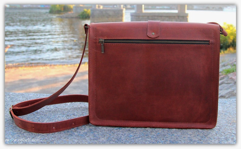 Leather Messenger bag / Horizontal laptop bag / Computer bag / Leather messenger bag men / Gift for Him / Free Personalization image 5
