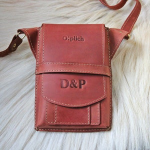 Personalized Crossbody Leather Wallet - iPhone case with neck strap/Bag for iPhone -Leather phone case-iPhone / Crossbody Wallet
