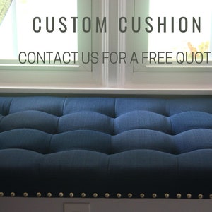 Custom Size Window Seat Cushion- Tafted Cushion - Window Bench Cushion - Fireplace Hearth Seat - Free Shipping