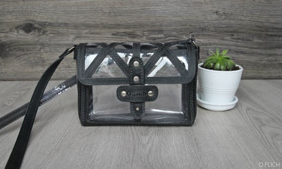 Clear Stadium Bag Made in USA /genuine Leather/ Clear Cross 