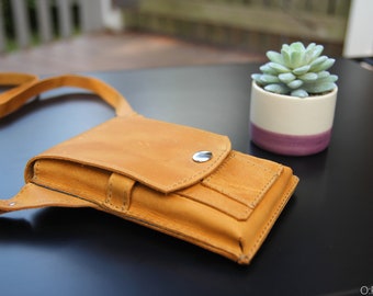 Leather neck wallet for iPhone 6/7/8 plus,X,Xs - Driver License Wallet -Crossbody Leather Wallet -Free Personalization