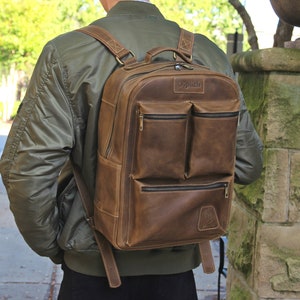 Waxed Leather Backpack/ Chestnut Brown Leather Backpack Men / Laptop backpack /Work Backpack / Travel Backpack / Christmas Gift for Him