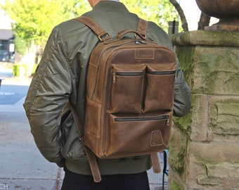 Waxed Leather Backpack/ Chestnut Brown Leather Backpack Men / Laptop backpack /Work Backpack / Travel Backpack / Christmas Gift for Him