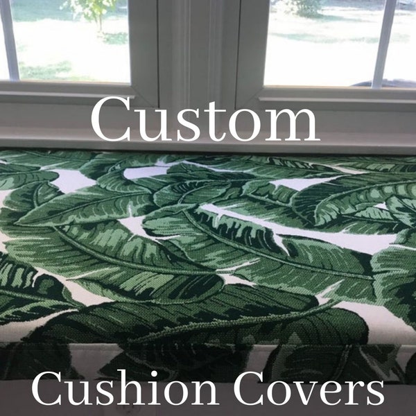 Custom Size Cushion Covers - Made to Order Custom Size Window Seat Cushion - Bench Cushion Cover- Free Quote - Free Shipping