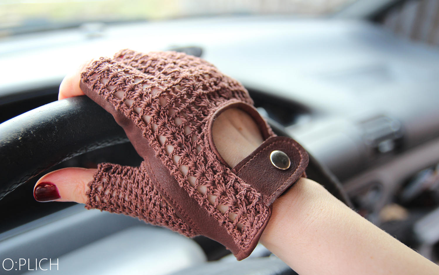 CHOCOLATE brown fingerless driving gloves/mittens/ Driving Etsy