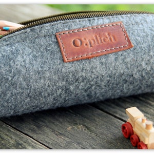 Felt Pencil Case /Gray Pen Holder / School Bag/ Crayon Holder/ Cozy pencil Case / Students gift / Cozy Small Bag/ Free Personalization