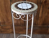 Mosaic Broken Vintage China Accent Table Plant Stand Garden Decor