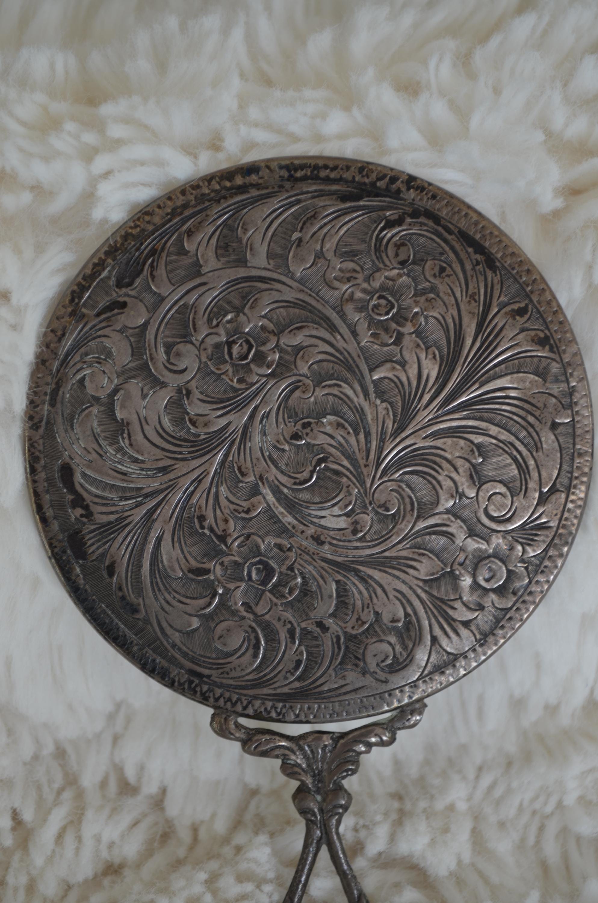 Vintage Sterling Silver Compact Mirror - Etsy